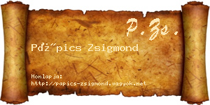 Pápics Zsigmond névjegykártya